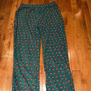 Wondershop Teal Pajama Pants with Santa Hat Design